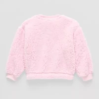 Disney Collection Little & Big Kid Girls Crew Neck Fleece Embroidered Long Sleeve Princess Sweatshirt