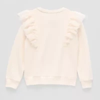 Disney Collection Little & Big Kid Girls Crew Neck Fleece Long Sleeve Marie The Aristocats Sweatshirt