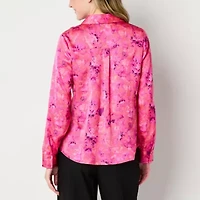 by&by Womens Juniors Long Sleeve Regular Fit Button-Down Shirt
