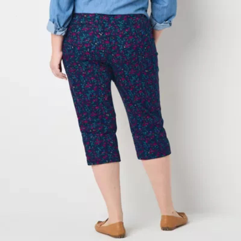 St. John's Bay Womens Straight Mid Rise Plus Capri Pant