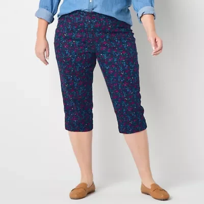 St. John's Bay Womens Straight Mid Rise Plus Capri Pant