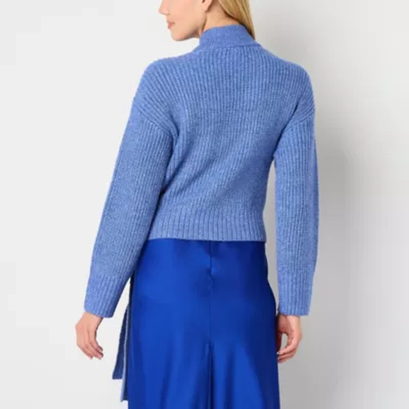 Worthington Womens Mock Neck Long Sleeve Pullover Sweater