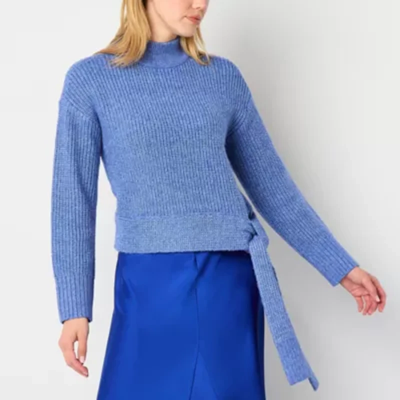 Worthington Womens Mock Neck Long Sleeve Pullover Sweater