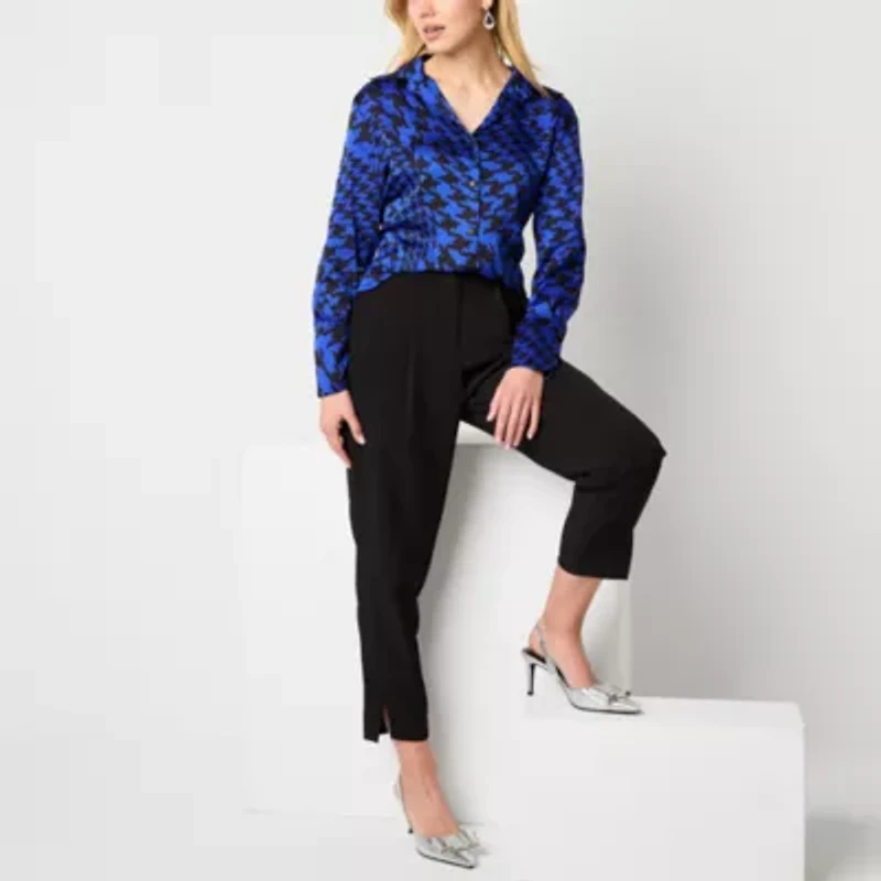 Worthington Womens Long Sleeve Cuffed Sleeve Regular Fit Button-Down Shirt
