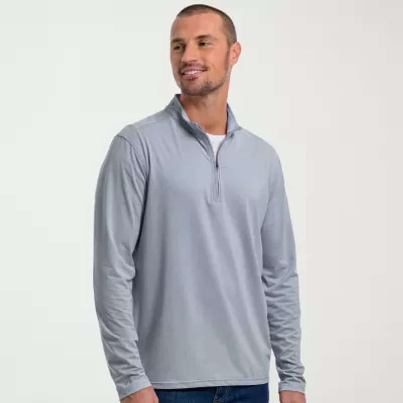 Antigua Mens Mock Neck Long Sleeve Active Quarter-Zip Pullover