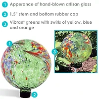 Net Health Shops Green Glass Gazing Globe - 10 Inch 2-pc. Yard Art