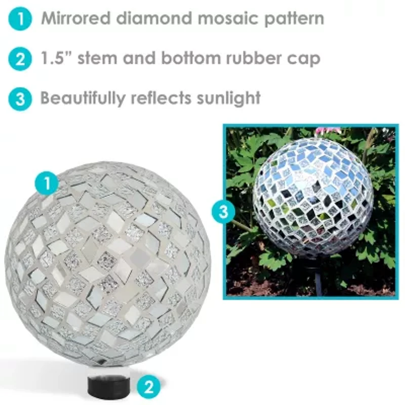 Net Health Shops Diamond Mosaic Gazing Ball - 10 Inch 2pc. Glass Yard Art