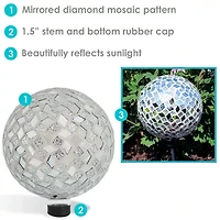 Net Health Shops Diamond Mosaic Gazing Ball - 10 Inch 2pc. Glass Yard Art