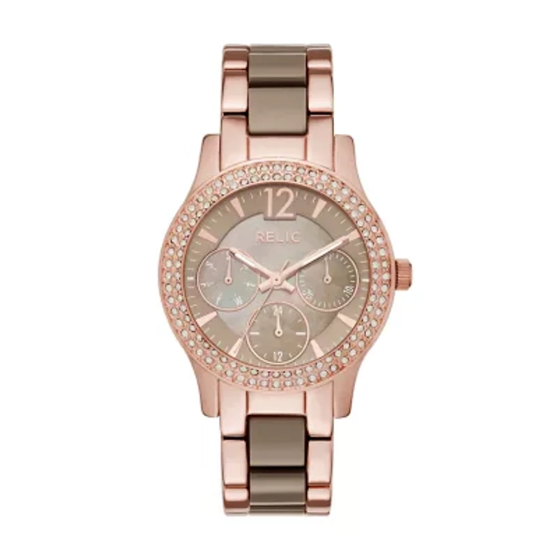 Relic By Fossil Womens Multi-Function Rose Goldtone Bracelet Watch Zr15878