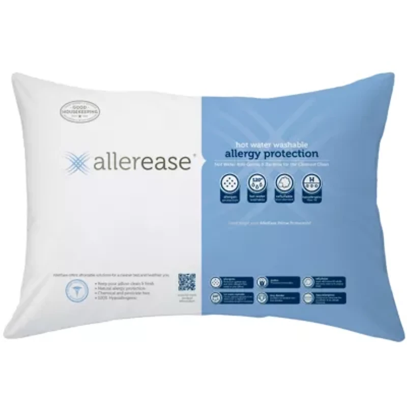 Allerease Hot Water Washable Allergy Protection 2-Pack Medium Density Bed Pillow