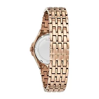 Bulova Phantom Womens Crystal Accent Rose Goldtone Stainless Steel Bracelet Watch 98l268