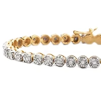 1/2 CT. T.W. Diamond 7 or 8 Inch Tennis Bracelet 14K Gold Over Silver