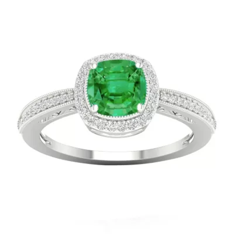 Womens 1/6 CT. T.W. Genuine Green Emerald 10K Gold Cocktail Ring