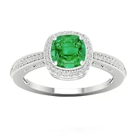 Womens 1/6 CT. T.W. Genuine Green Emerald 10K Gold Cocktail Ring
