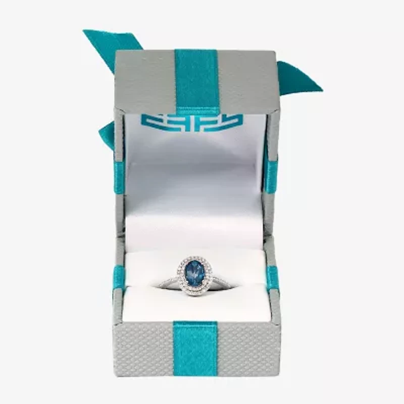 Effy Womens 1/4 CT. T.W. Diamond & Genuine Gemstone 14K White Gold Cocktail Ring