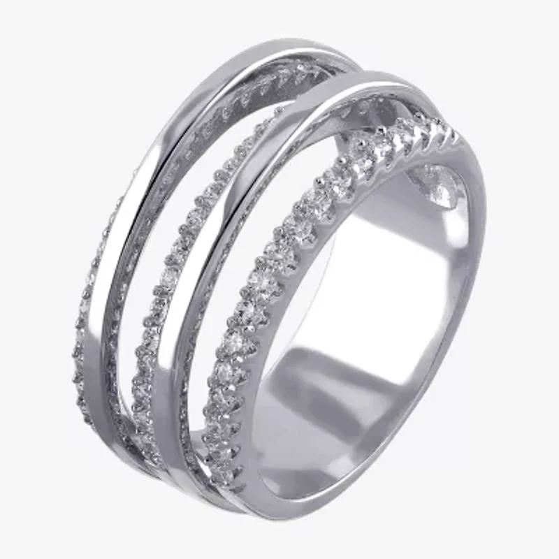 Sparkle Allure Womens Cubic Zirconia Pure Silver Over Brass Band