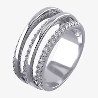 Sparkle Allure Womens Cubic Zirconia Pure Silver Over Brass Band