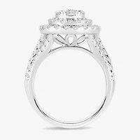 Signature By Modern Bride Womens 2 CT. T.W. Natural White Diamond 10K Gold Pear Side Stone Halo Engagement Ring