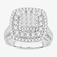 Womens / CT. T.W. Natural White Diamond 10K Gold Cushion Side Stone Halo Engagement Ring