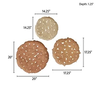 Madison Park Rosalie Textured Feather Metal Disc 3-pc. Wall Art Set