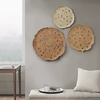 Madison Park Rosalie Textured Feather Metal Disc 3-pc. Wall Art Set