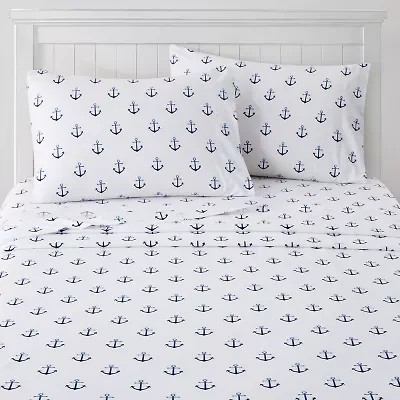 Sweet Home Collection™ Ship Anchor Microfiber Wrinkle Resistant Kids Sheet Set