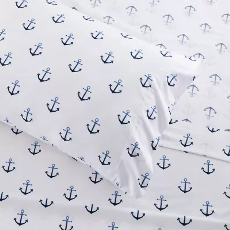Sweet Home Collection™ Ship Anchor Microfiber Wrinkle Resistant Kids Sheet Set