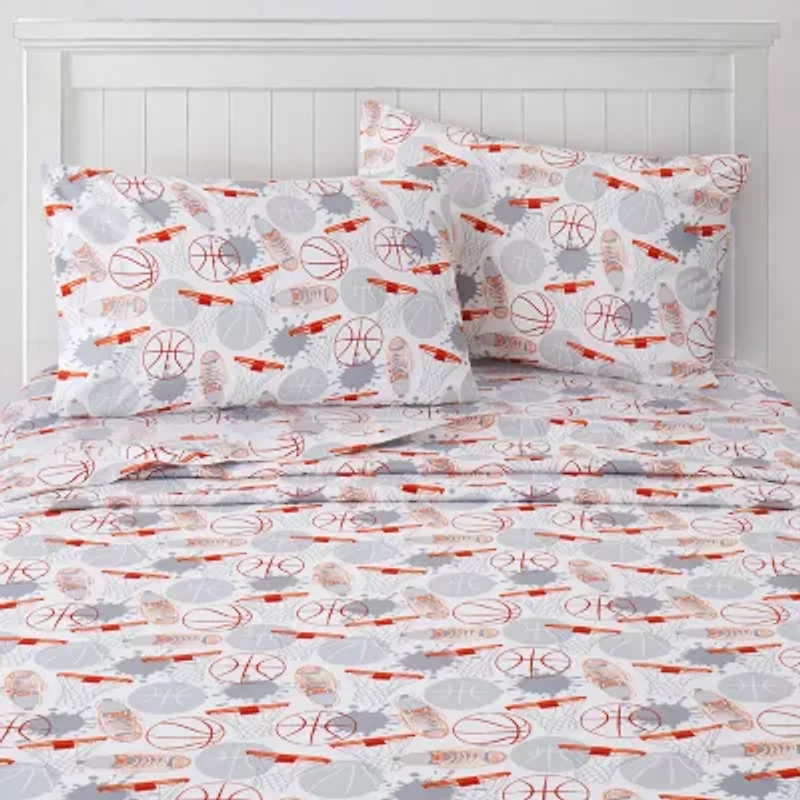 Sweet Home Collection™ Basketball Microfiber Wrinkle Resistant Kids Sheet Set