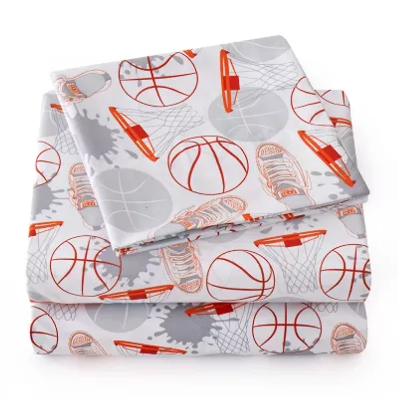Sweet Home Collection™ Basketball Microfiber Wrinkle Resistant Kids Sheet Set
