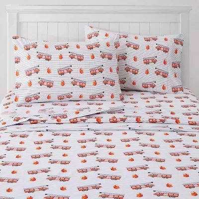 Sweet Home Collection™ Fire Trucks Microfiber Wrinkle Resistant Kids Sheet Set
