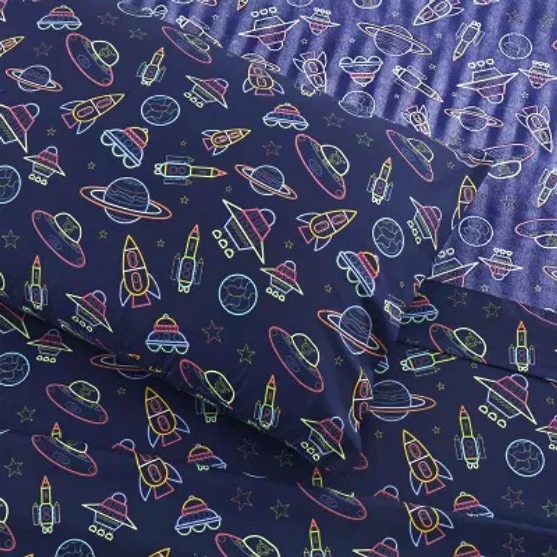 Sweet Home Collection™ Neon Space Microfiber Wrinkle Resistant Kids Sheet Set