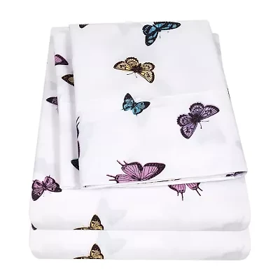 Sweet Home Collection™ Butterflies Microfiber Wrinkle Resistant Kids Sheet Set