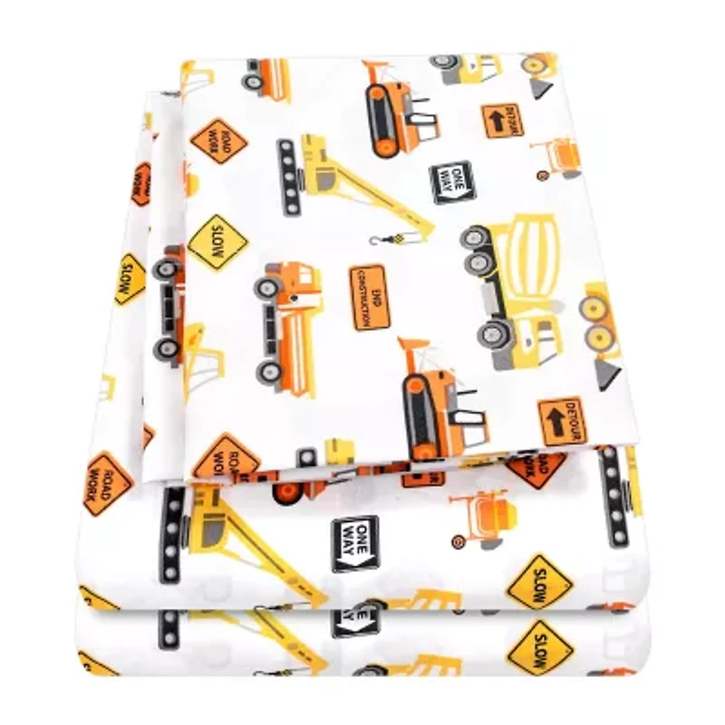 Sweet Home Collection™ Construction Microfiber Wrinkle Resistant Kids Sheet Set