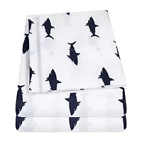 Sweet Home Collection™ Swimming Sharks Microfiber Wrinkle Resistant Kids Sheet Set