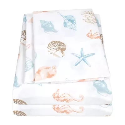 Sweet Home Collection™ Seashells Microfiber Wrinkle Resistant Kids Sheet Set