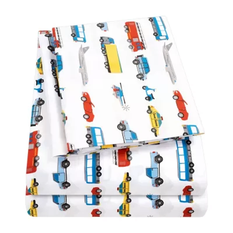 Sweet Home Collection™ Transportation Microfiber Wrinkle Resistant Kids Sheet Set