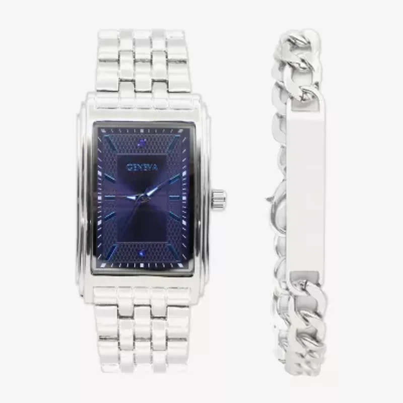 Geneva Mens Silver Tone Bracelet Watch Mac7146jc
