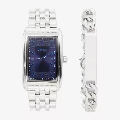 Geneva Mens Silver Tone Bracelet Watch Mac7146jc