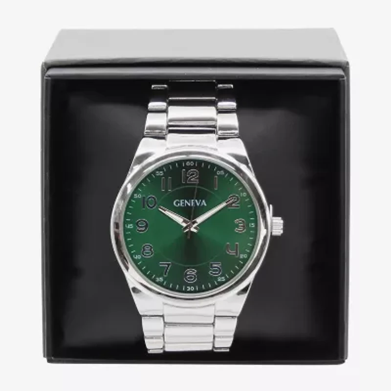 Geneva Mens Silver Tone Bracelet Watch Mac8176jc
