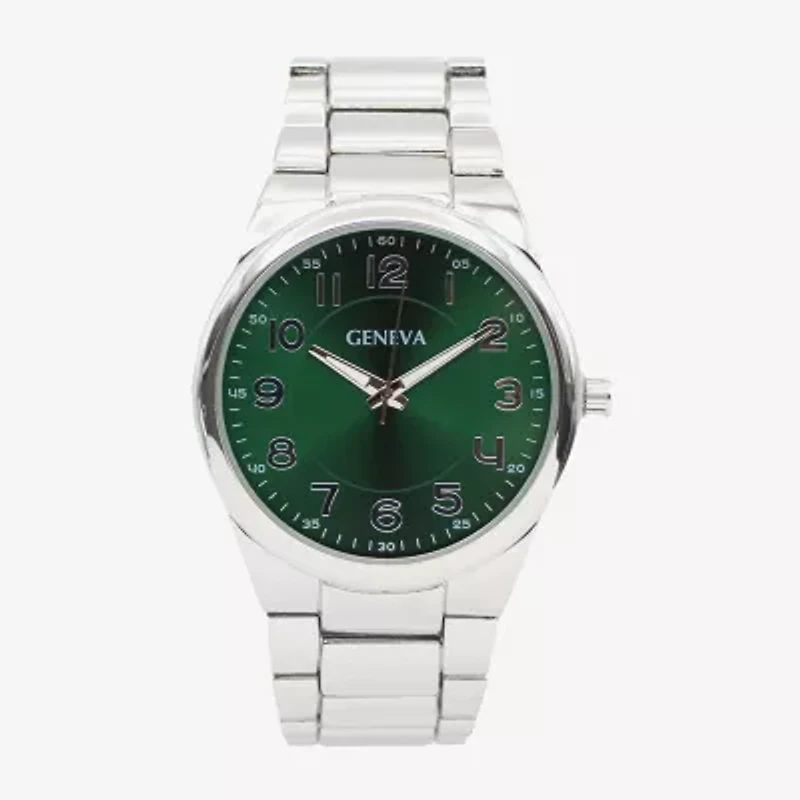 Geneva Mens Silver Tone Bracelet Watch Mac8176jc