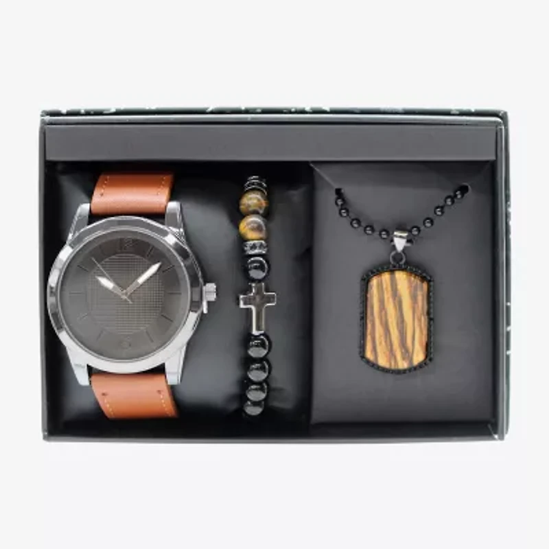 Mens Brown 3-pc. Watch Boxed Set Mac7153jc