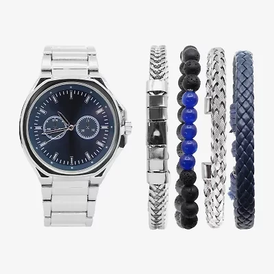 Mens Silver Tone 5-pc. Watch Boxed Set Mac7155jc