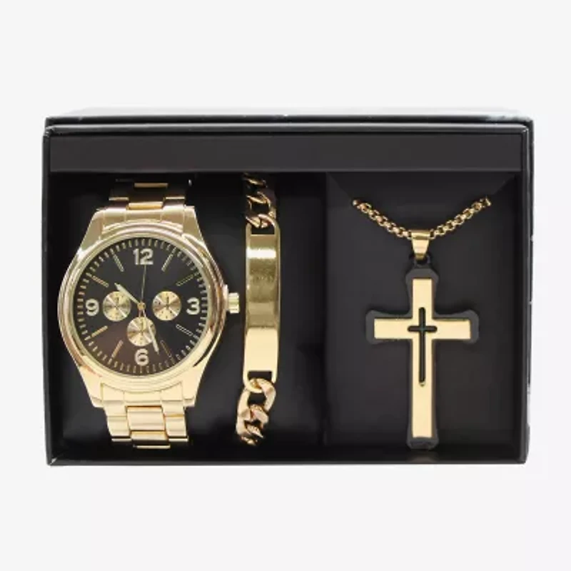 Mens Gold Tone 3-pc. Watch Boxed Set Mac7156jc