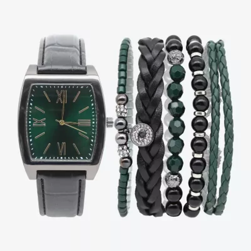 Geneva Mens Black 3-pc. Watch Boxed Set Mac7141jc