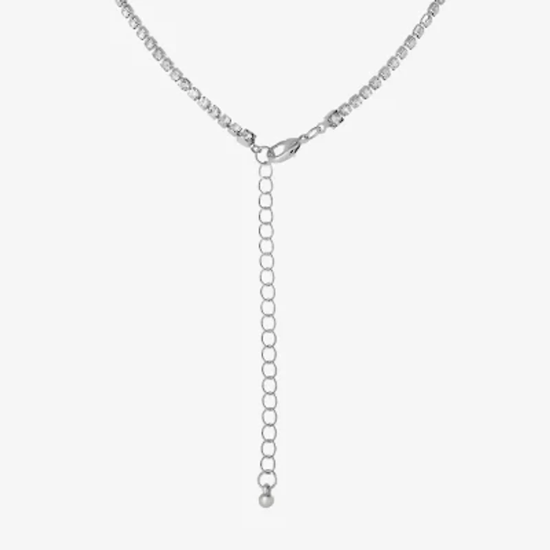 JS Jessica Simpson Silver Tone Womens Crystal Alloy Butterfly 18 1/2 Inch Pendant Necklace