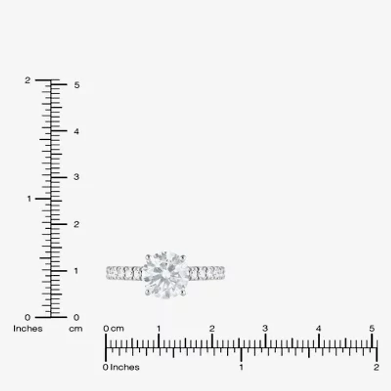 (H-I, Vs1-Vs2) Womens 2 CT. T.W. Lab Grown White Diamond 14K Gold Round Side Stone Engagement Ring