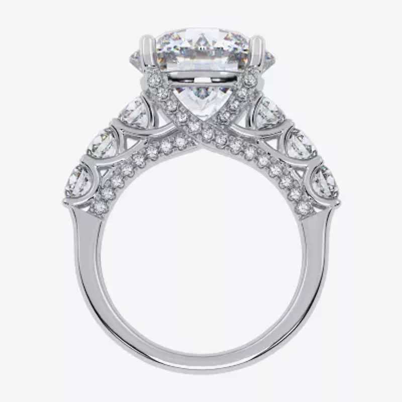 (G, Vs2-Si1) Womens 7 1/2 Ct. T.W. Lab Grown White Diamond 14K Gold Round Side Stone Engagement Ring