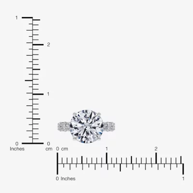 (G, Vs2-Si1) Womens 7 1/2 Ct. T.W. Lab Grown White Diamond 14K Gold Round Side Stone Engagement Ring