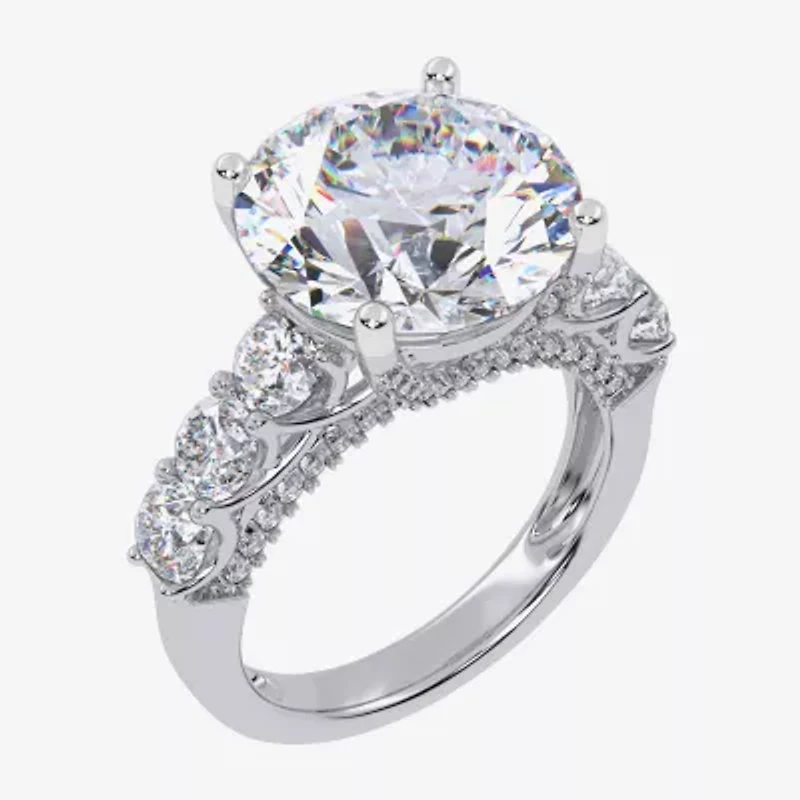 (G, Vs2-Si1) Womens 7 1/2 Ct. T.W. Lab Grown White Diamond 14K Gold Round Side Stone Engagement Ring