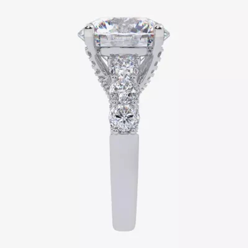 (G, Vs2-Si1) Womens 7 1/2 Ct. T.W. Lab Grown White Diamond 14K Gold Round Side Stone Engagement Ring